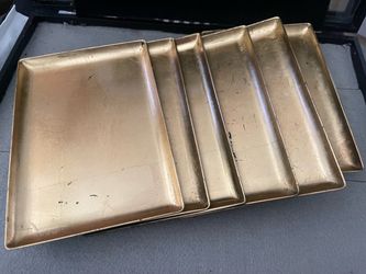 Six(6) Gold top Lacquerware individual Trays