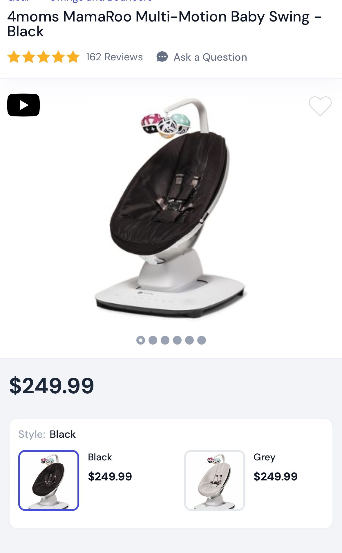 4moms MamaRoo Multi-Motion Baby Swing - Black