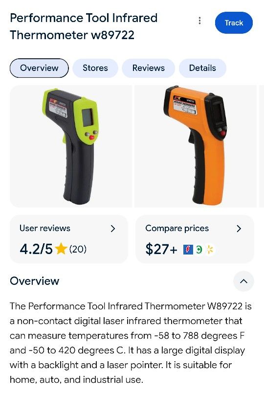 Performance Tools Infrared Thermometer Laser Gun