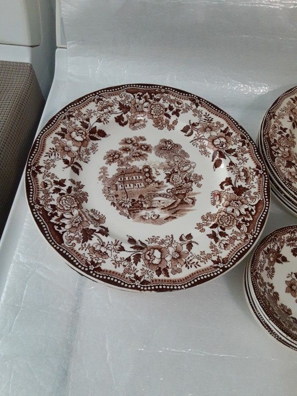 "Tonquin" Royal Staffordshire Dinnerware By Clarice Cliff, Antique Dinner Plates, Set Of Dishes