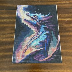 Fire breathing Dragon Diamond Art Canvas, Completed
