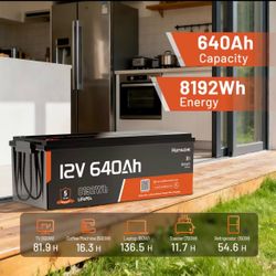 Humsienk 12V 640Ah LiFePO4 Battery 250A BMS With Bluetooth Rechargeable lithium Battery For Solar storag