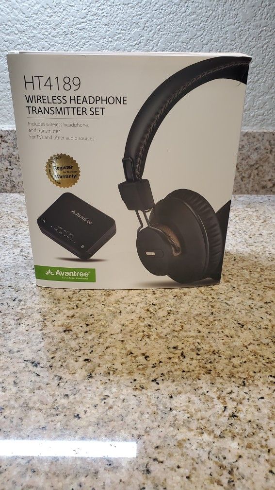 USED AVANTREE HT4189 WIRELESS HEADPHONE TRANSMITTER SET