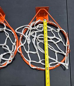 Pair of 12-Inch Orange Basketball Rims with Nets