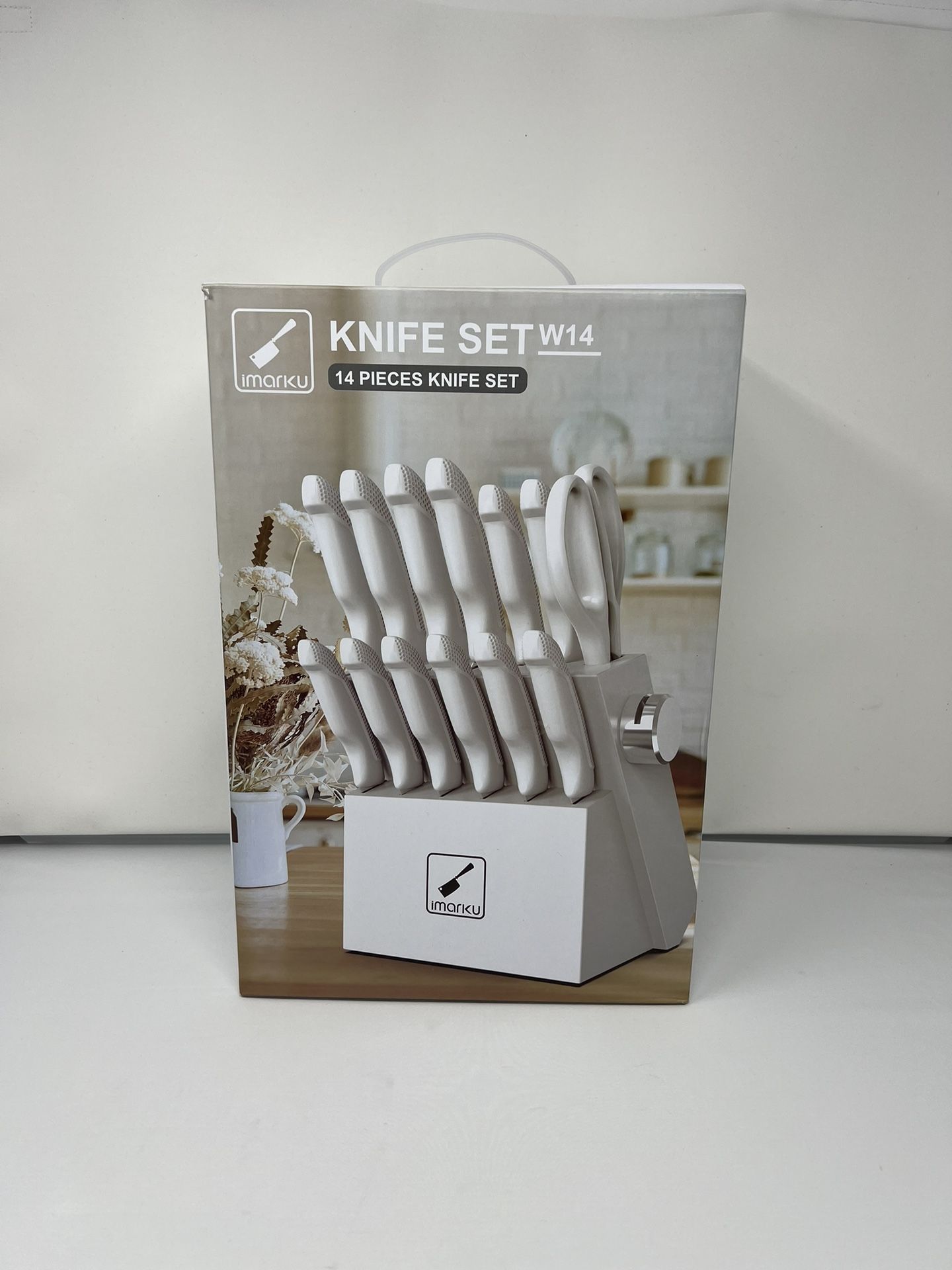 Imarku 14-Piece Kitchen Knife Set with Block and Sharpener