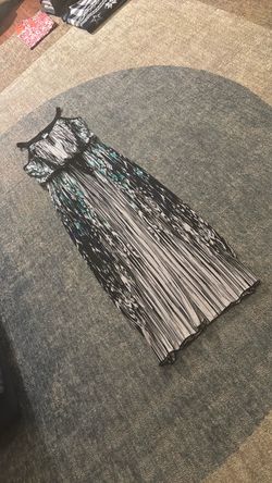 Sleeveless Maxi Dress Black White Teal Print