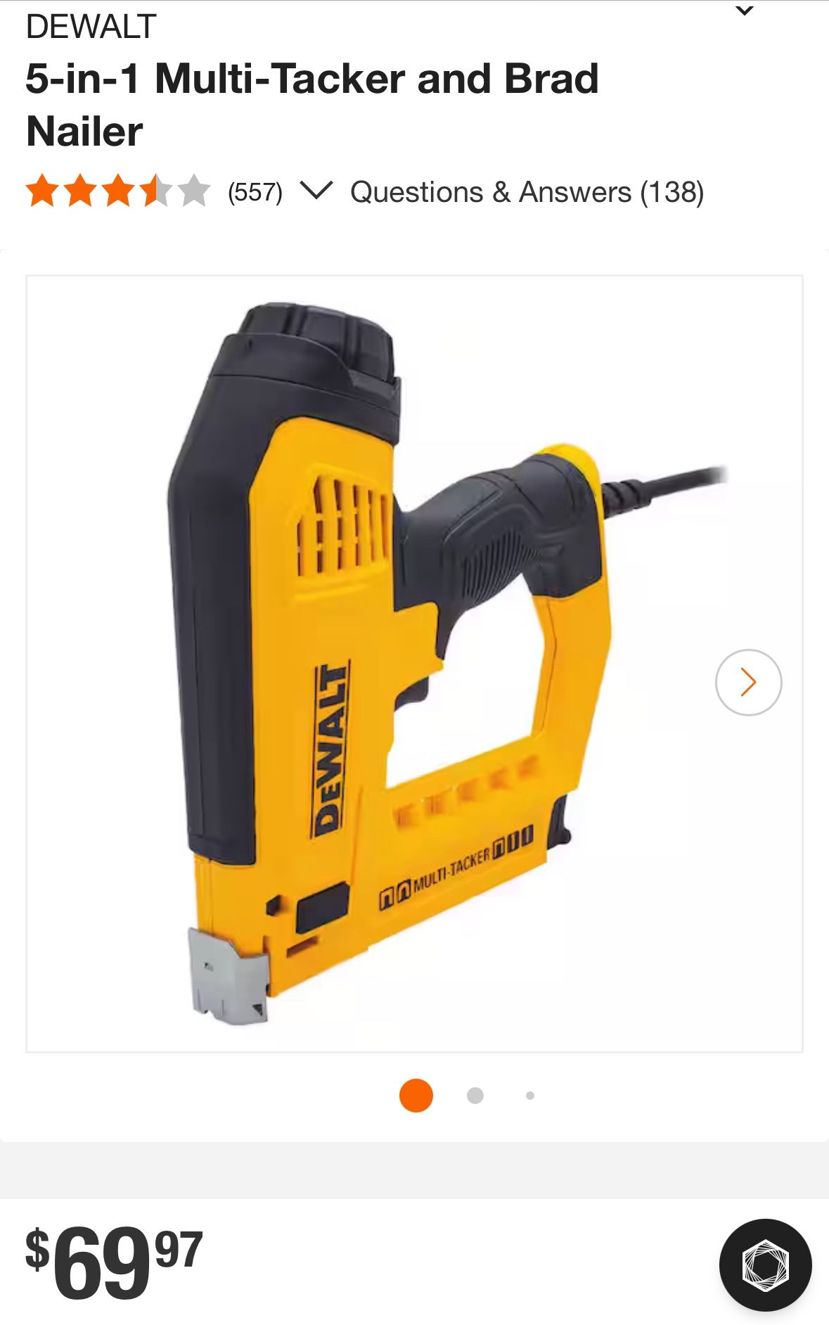 DEWALT 5-in-1 Multi-Tacker and Brad Nailer (DWHT75021)