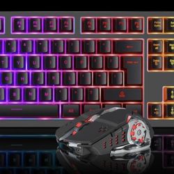 Wireless RGB Gaming Keyboard and Mouse - Rechargeable RGB Backlit Keyboard Mouse 