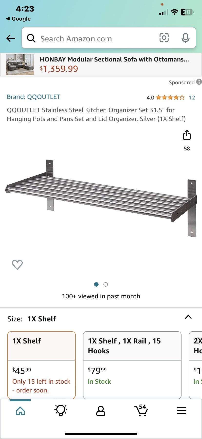 4 Stainless Steel Shelves