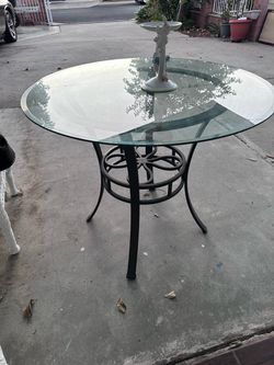 Round Glass Top Metal Dining Table
