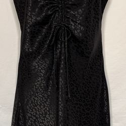 NWT! Hashttag In Trend Leopard Satin Mini Slip Dress Black Sz S