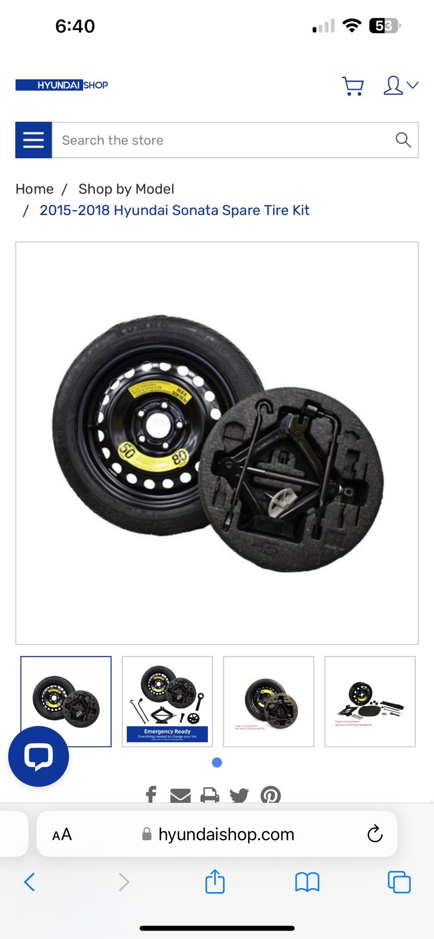 2015-2018 Hyundai Sonata Spare Tire Kit