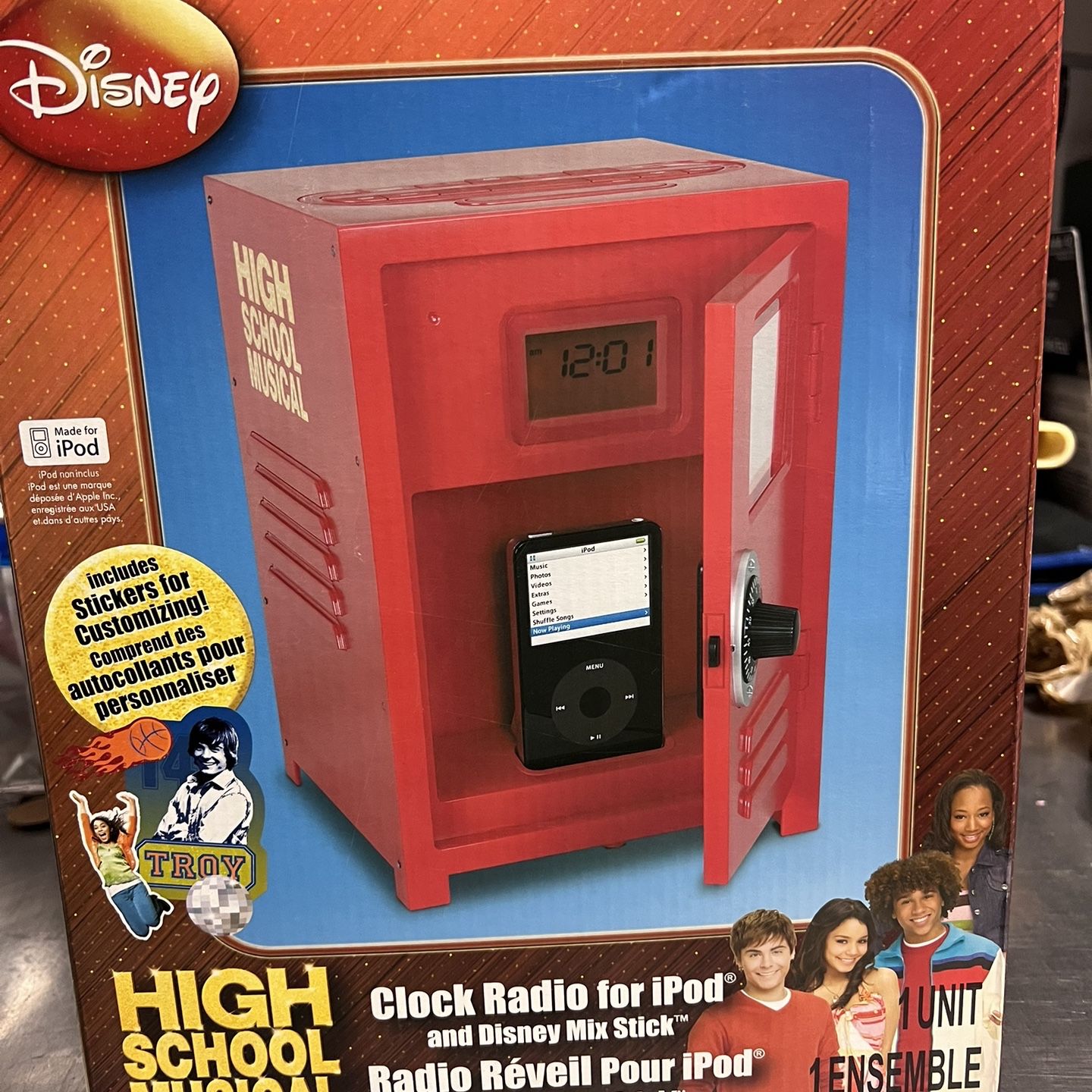 DISNEY deals HIGH SCHOOL MUSICAL AM/FM ALARM CLOCK RADIO w IPOD MP3 DOCK LCD DISPLAY