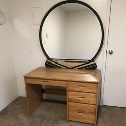 Solid Wood Vanity , Large Mirror 44”