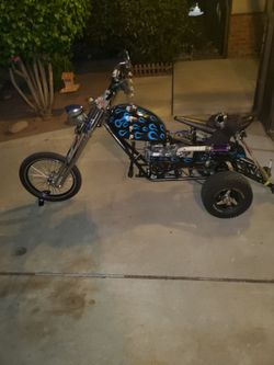 A mini bike mini bike turned into a 3 wheel trike