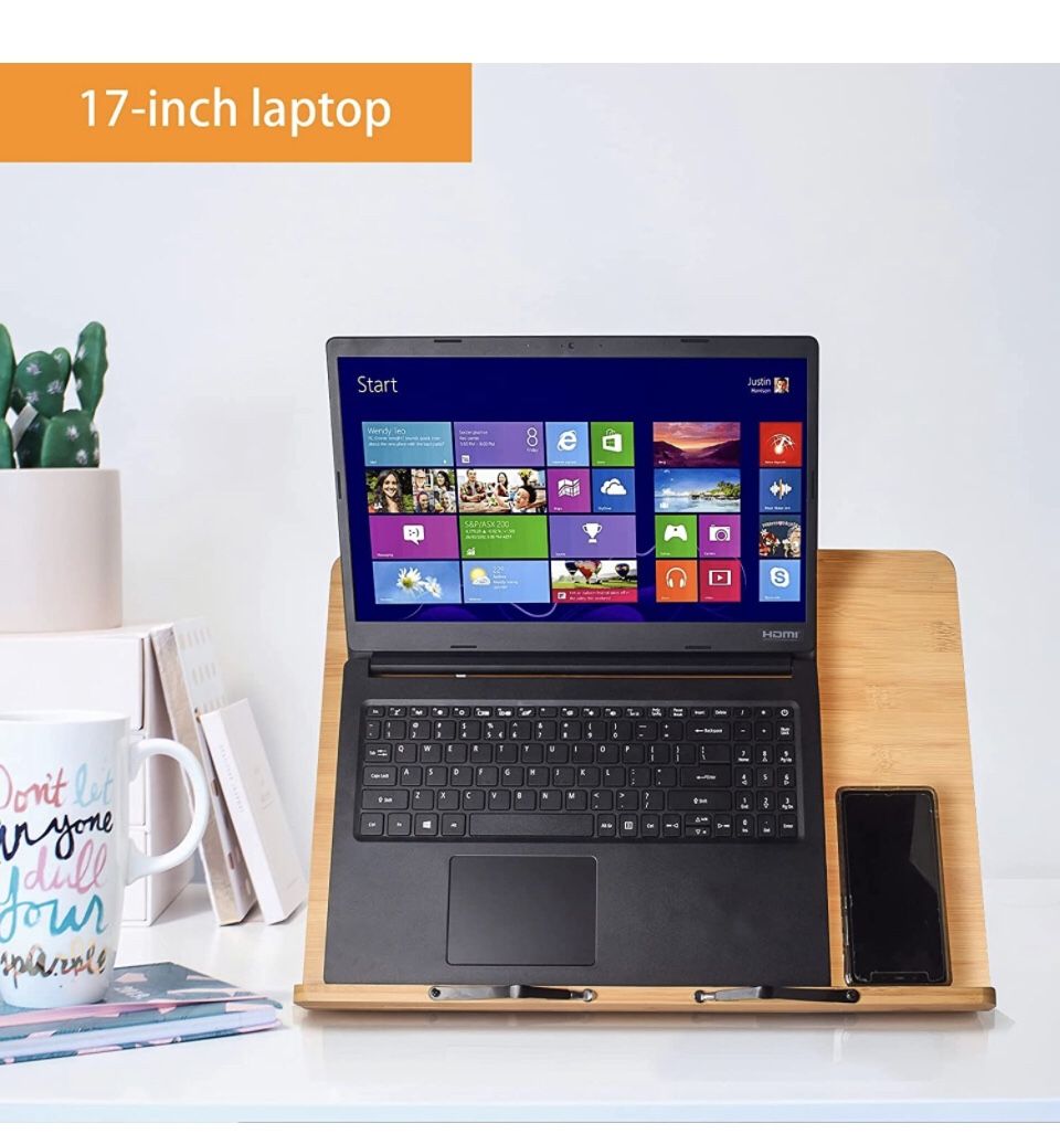 Widousy Laptop Bed Table, Breakfast Tray with Foldable Legs, Portable Lap Standing Desk, Notebook Stand Reading Holder for Couch Sofa Floor Kids - Sta