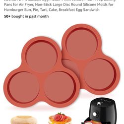  2-PK Silicone Egg Muffin Top Baking Pans for Air Fryer, Non-Stick Large Disc Round Silicone Mold... More like this JOERSH 2-