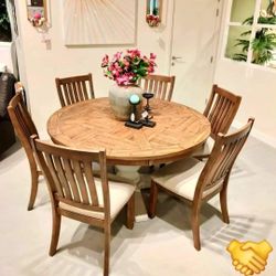 Grindleburg  7 Pcs Round Dining Table Set Dining Table and 6 Chairs Finance and Delivery Available 