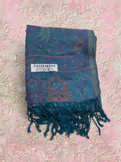 new | limited edition teal pastel multicolor pashmina shawl