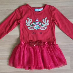 3T Girls, Blueberi Boulevard, Reindeer Unicorn Red Dress with Soft Tulled Skirt & Sequined Bow