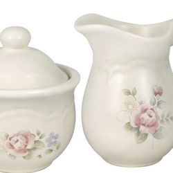 phaltzgraff tea rose sugar & creamer Microwave & Dishwasher Safe