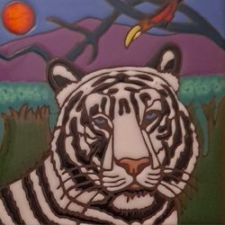 White Bengal Tiger art tile by Triton 