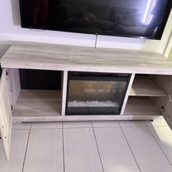 wooden cabinet with a built in heater