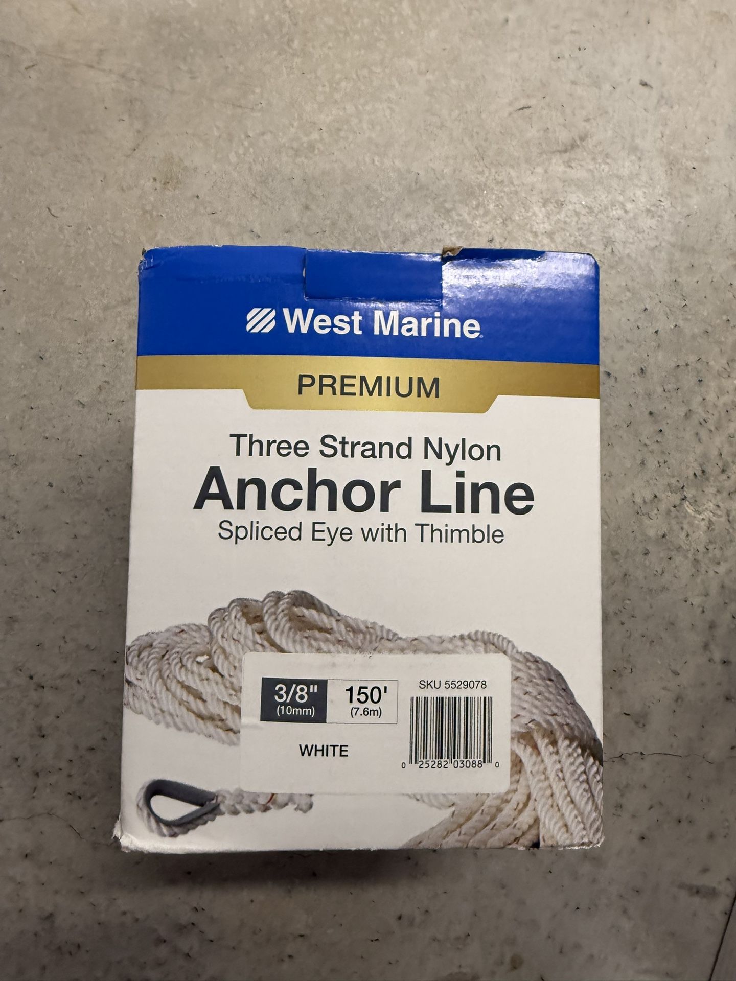2025 West marine 3/8 150ft anchor line