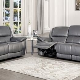 Gray Leather Recliner Sofa & Recliner Loveseat Set