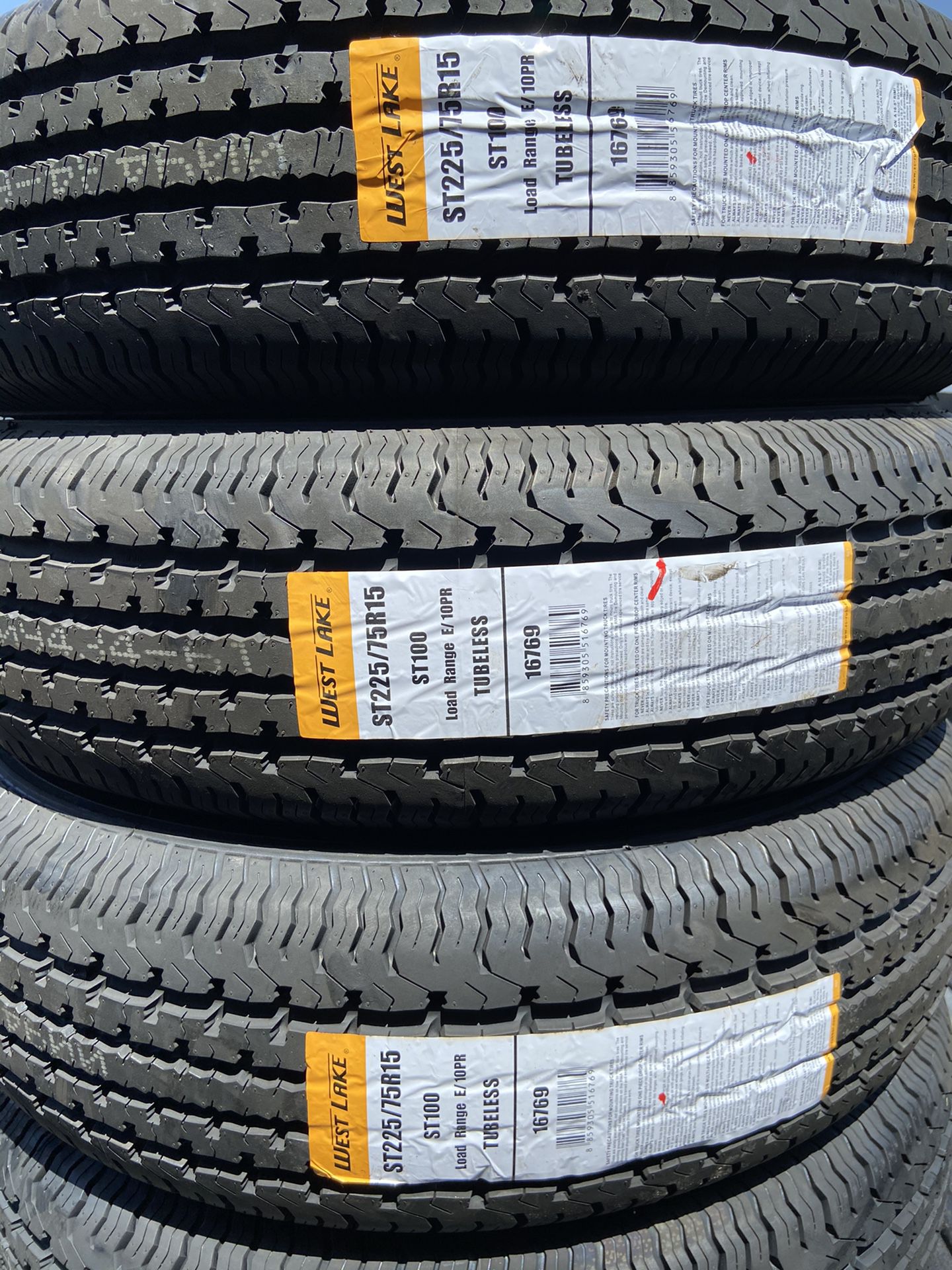 WEST LAKE Trailer tires ST225/75R15 $66 each new 8 ply trailer tires 225/75/15 8ply 225/75R/15 8ply special trailer tire