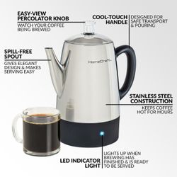 HomeCraft 10-Cup Stainless Steel Coffee Percolator