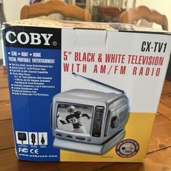 [NOS] Vintage Coby 5" Portable B&W TV - New In Box - Retro CRT