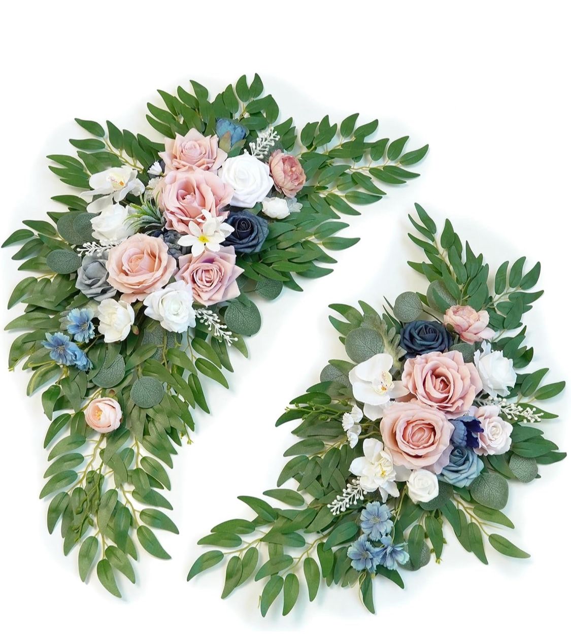 Artificial Wedding Arch Flowers Kit(Pack of 2) for Wedding Arch, Bridal Shower, Ceremony and Reception Backdrop Decoration (Misty Rose and Navy Blue)