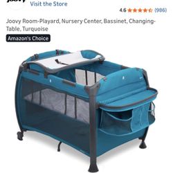 Pack-n-play Bassinet and changing table, turquoise color.