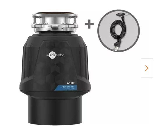 Power 900, 3/4 HP Garbage Disposal, Continuous Feed Food Waste Disposer with EZ Connect Power Cord Kit