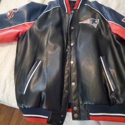 Men (XL)Faux Leather Jacket New England Patriots 