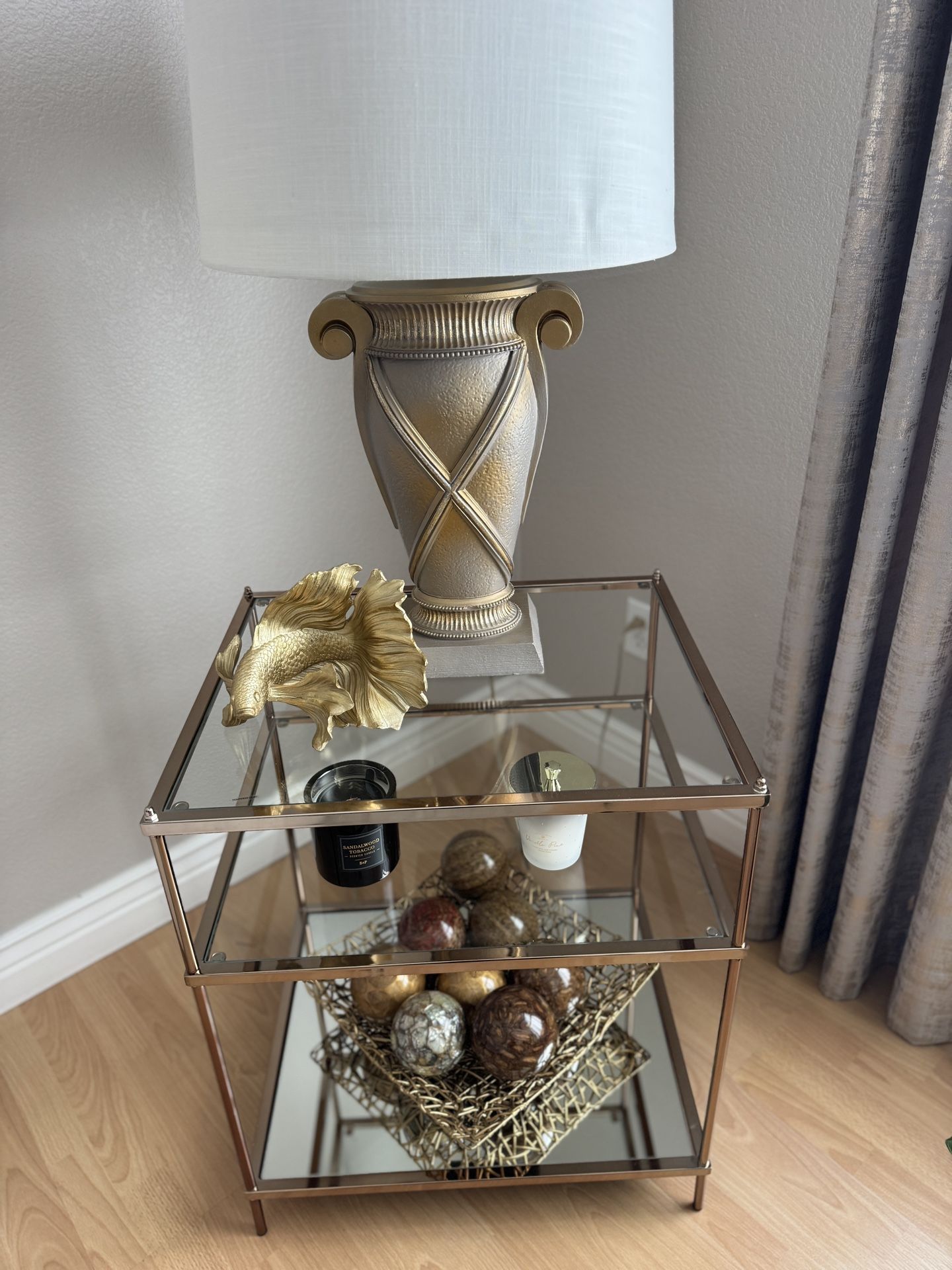 Brass Accent Table And Lamp