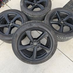 Model Y 5 Spoke Rims With Pirelli Tires 