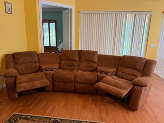 Brown Microfiber Reclining Sectional Sofa