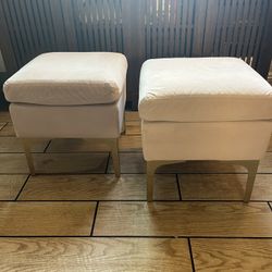 Millennial Pink Velvet Ottomans