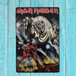 Iron Maiden Vintage Style Antique Collectible Tin Metal Sign Wall Decor
