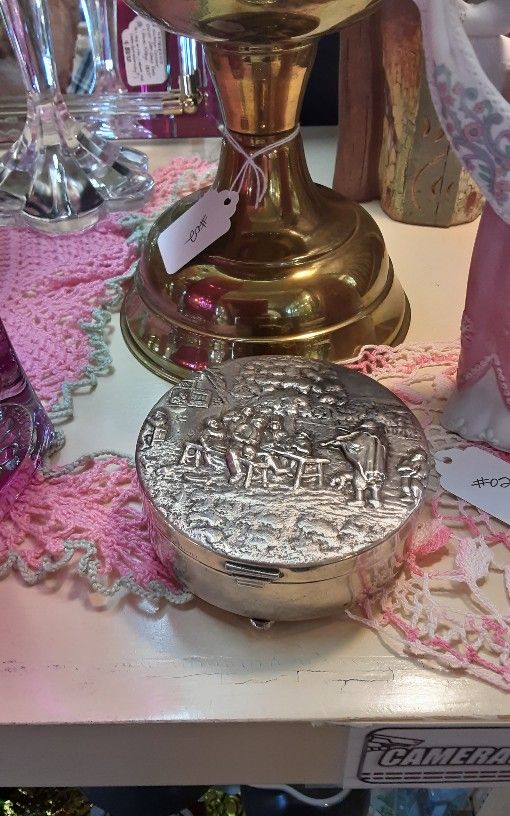 Jordan TH Steffensen Denmark Silverplate Round Trinket Box- Located In Shelton