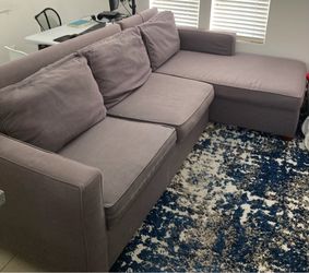 Gray West Elm L-shaped sectional couch