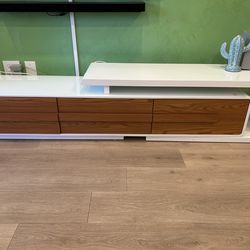 Modern White and Walnut TV Stand / Media Console