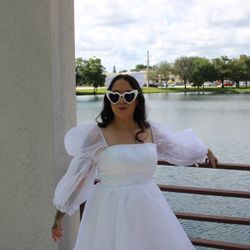 White Corset Flowy Babydoll  Style Dress