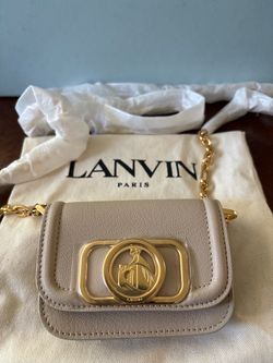 Lanvin Mother & Child Mini Crossbody Bag Beige Leather Gold Hardware