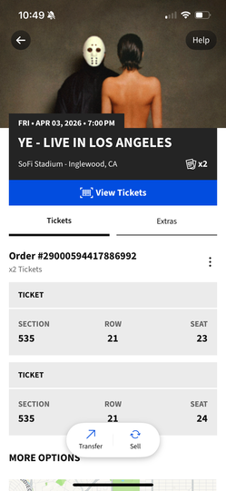 2 tickets for kanye west (april 3rd)
