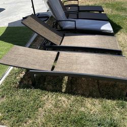 New 2pc Outdoor Patio Pool Chair Lounge Chairs Grey Brown  Aluminum Rust Free