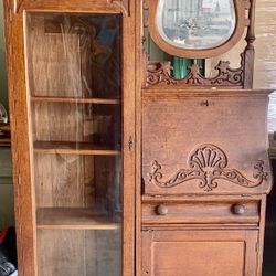 Antique Half And Half , Secretary And China Cabinet