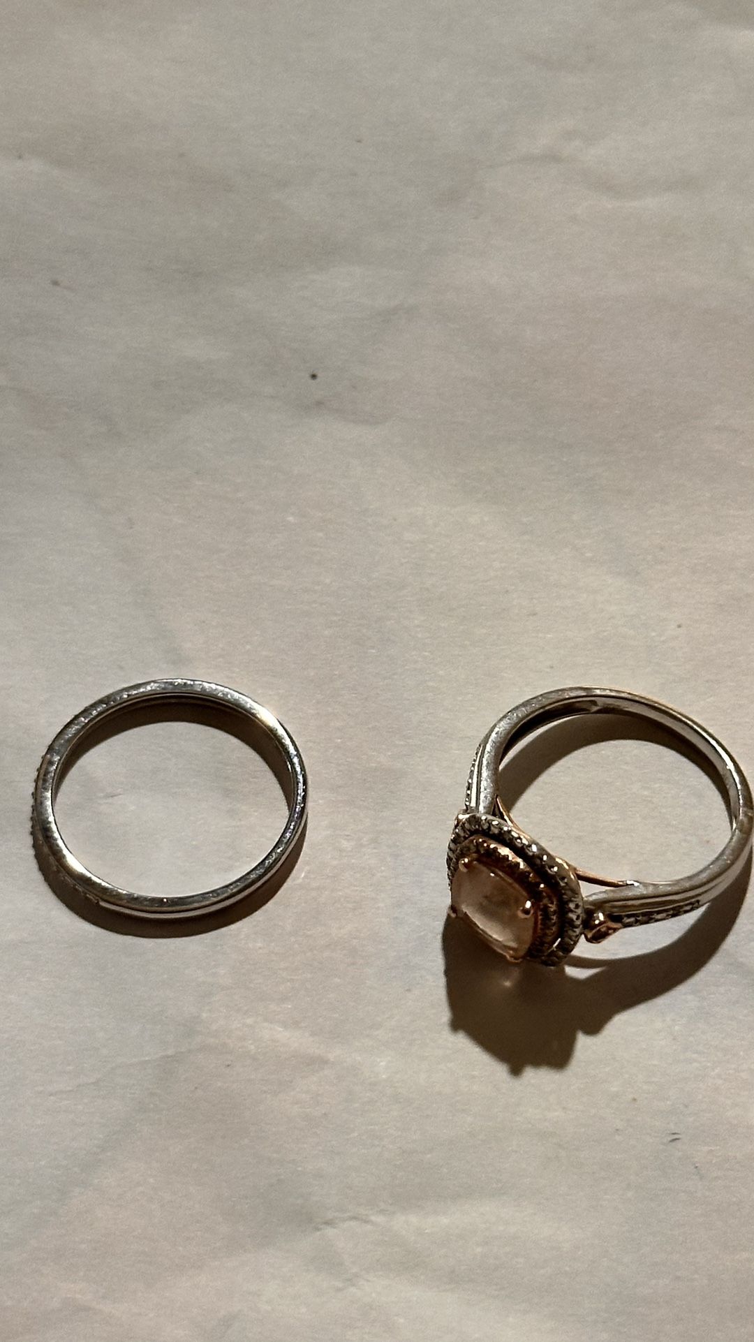 Wedding Ring Set, Stone In Rose gold 10k